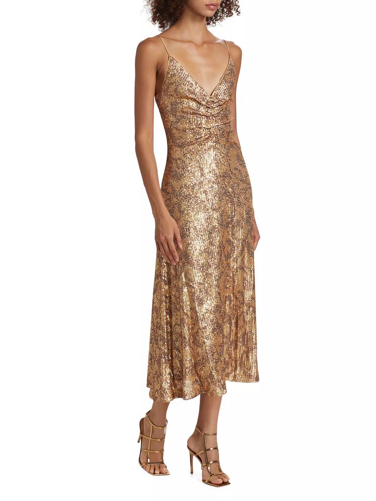 Halston Essence Leo Sequin Midi-Dress