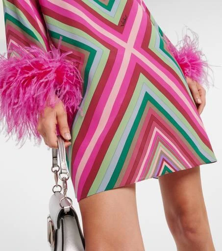 Valentino Feather-trimmed silk crêpe de chine minidress 5