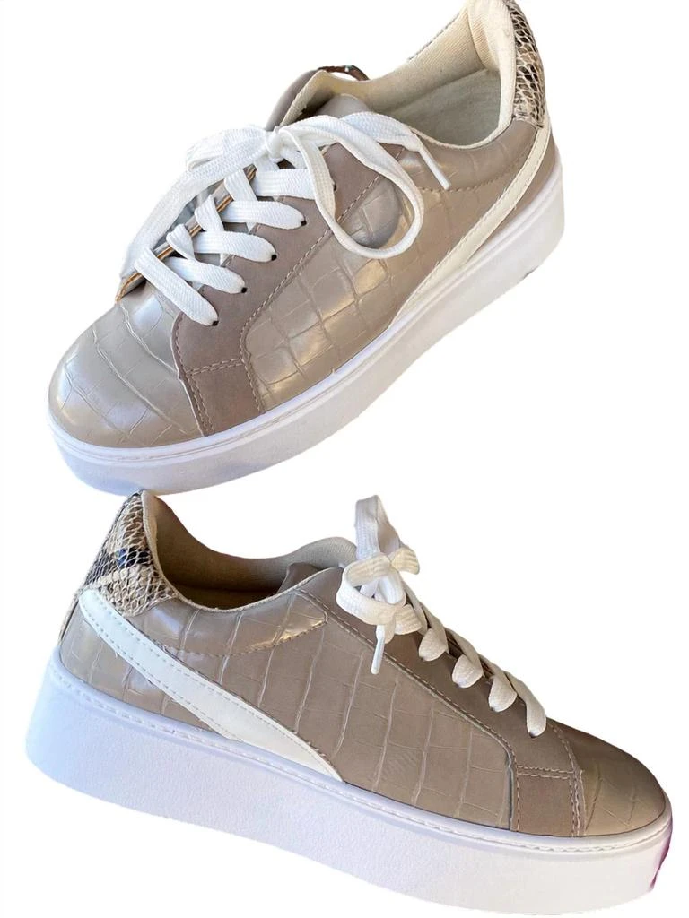 Qupid Women's Lace Up Sneakers In Tan 1