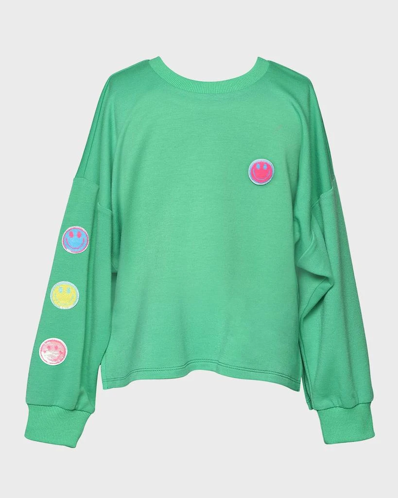 Hannah Banana Girl's Multicolor Happy Face Printed Sweatshirt, Size 4-14 2
