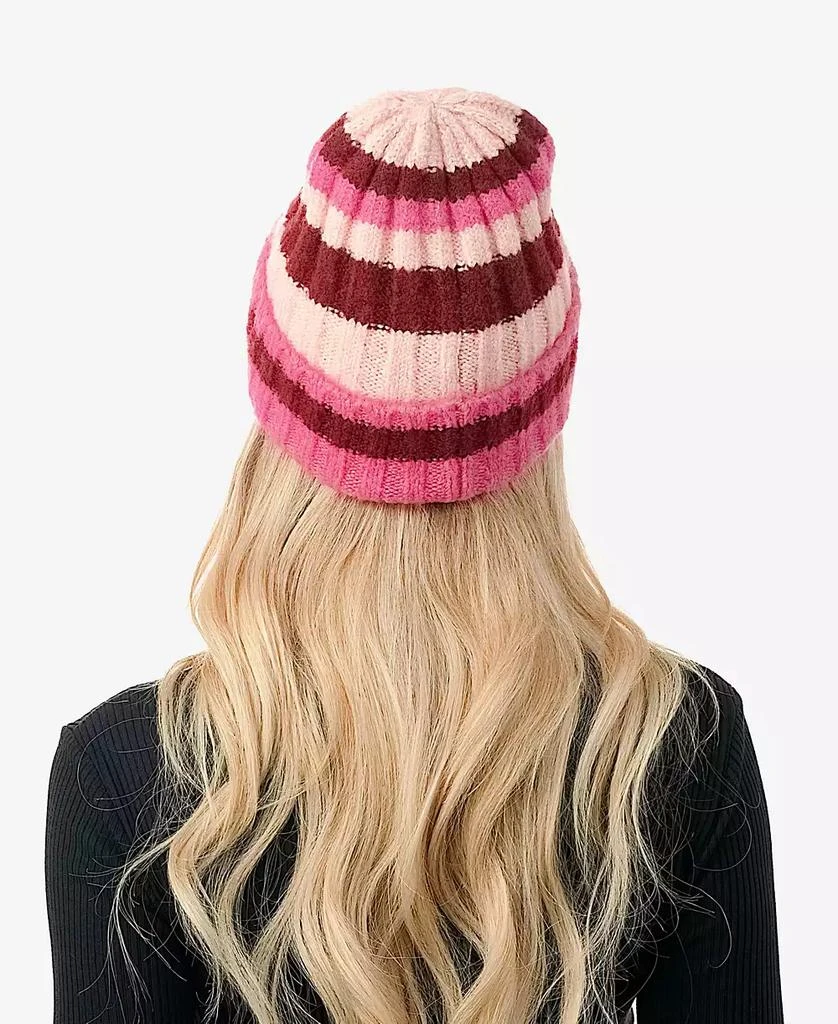MARCUS ADLER Women's Stripe Ribbed Knit Cuff Beanie 5