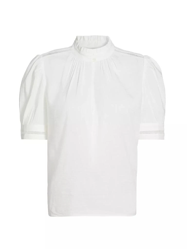 FRAME Linen-Blend Ruffle-Trimmed Top 1