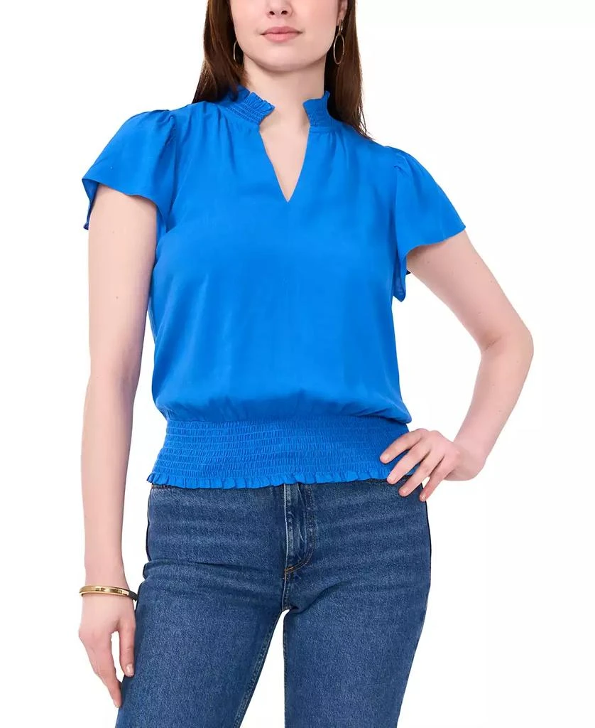 Sam & Jess Women's Challis Flutter-Sleeve Smocked-Waist Top 1