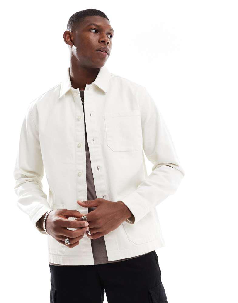 New Look New Look twill over shirt in off white