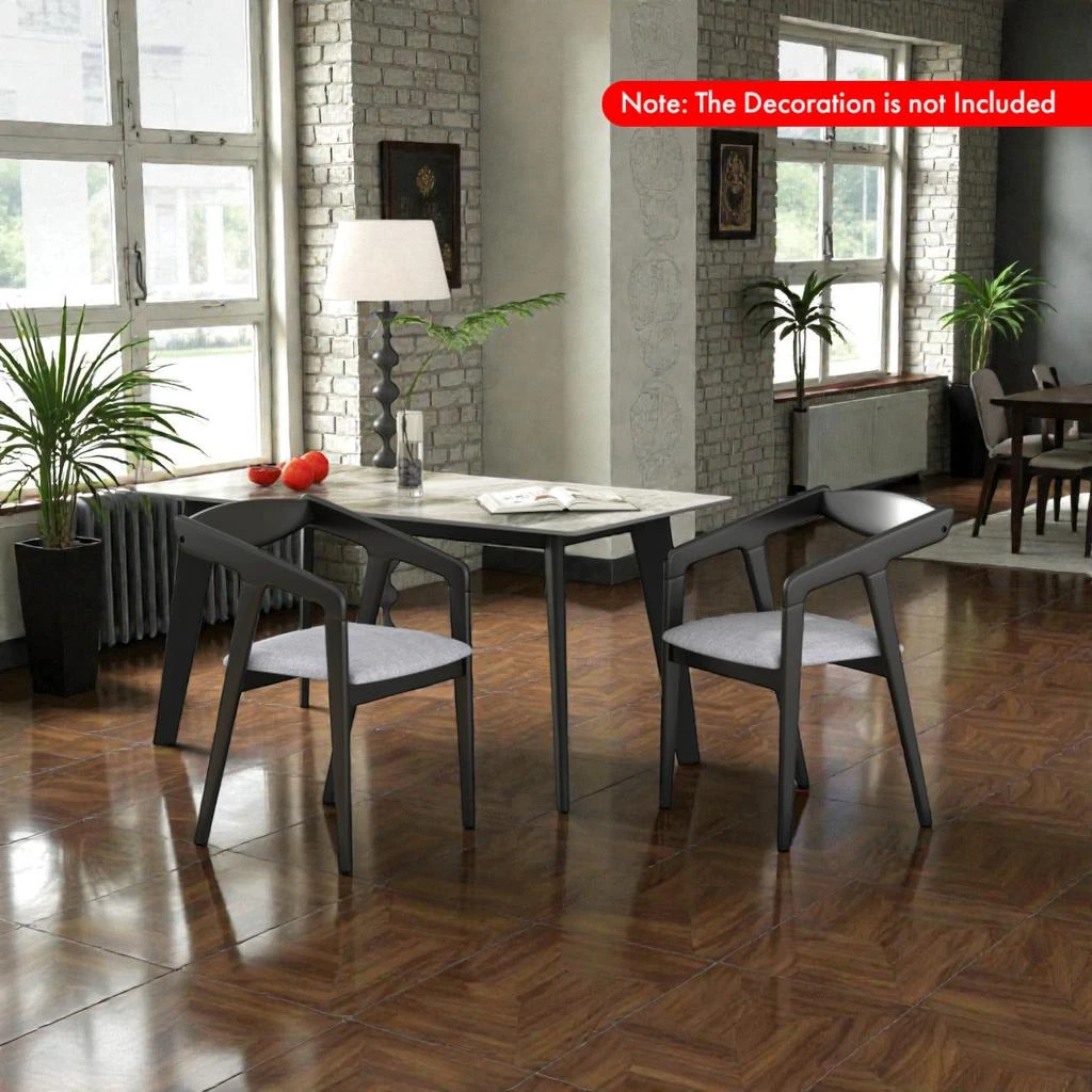 Hivvago Rustic Rubber Wood Dining Chairs Set of 2 with Upholstered Seats 2