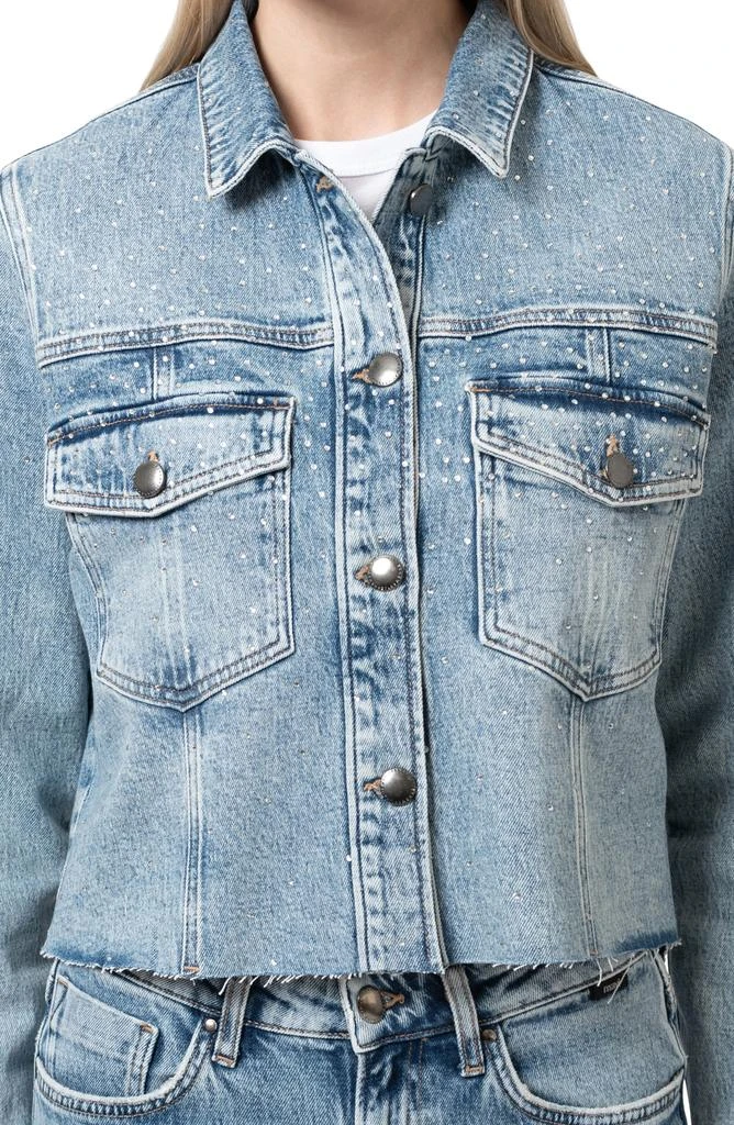 Mavi Jeans Thalia Shiny Crystal Embellished Raw Hem Denim Trucket Jacket 4