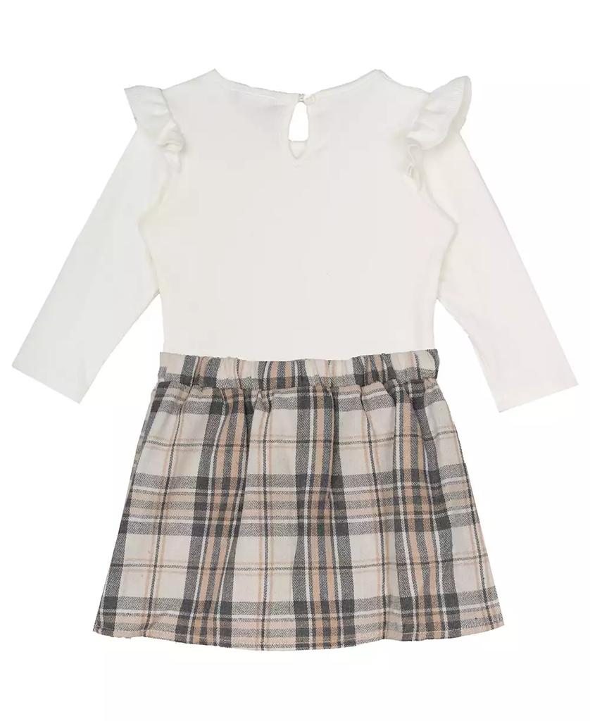 Rare Editions Baby Girl Rib Knit Body Suit with Skirt Plaid Skirt, 2-Piece Set