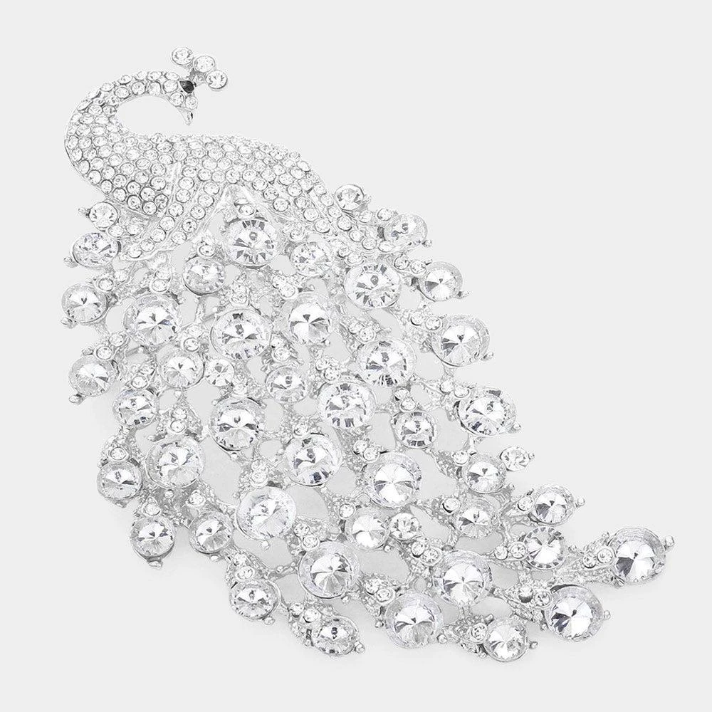 FASHNZFAB Bubble Stone Cluster Peacock Pin Brooch