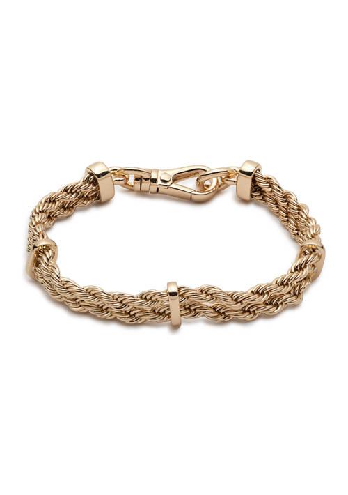Ralph Lauren Ralph Lauren Gold Tone 2 Row Rope Flex Bracelet