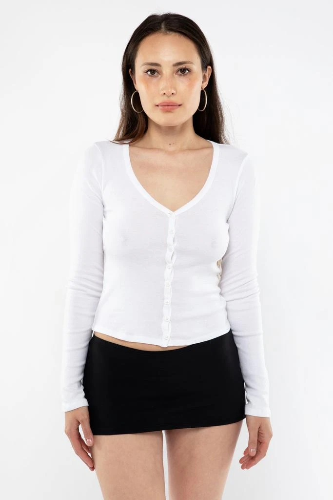 Los Angeles Apparel FR0114 - Flex Rib V Neck Button Up Top 4