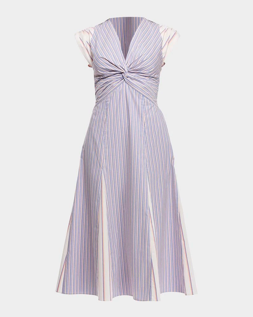 Shoshanna Avalynn V-Neck Striped Midi Dress 1