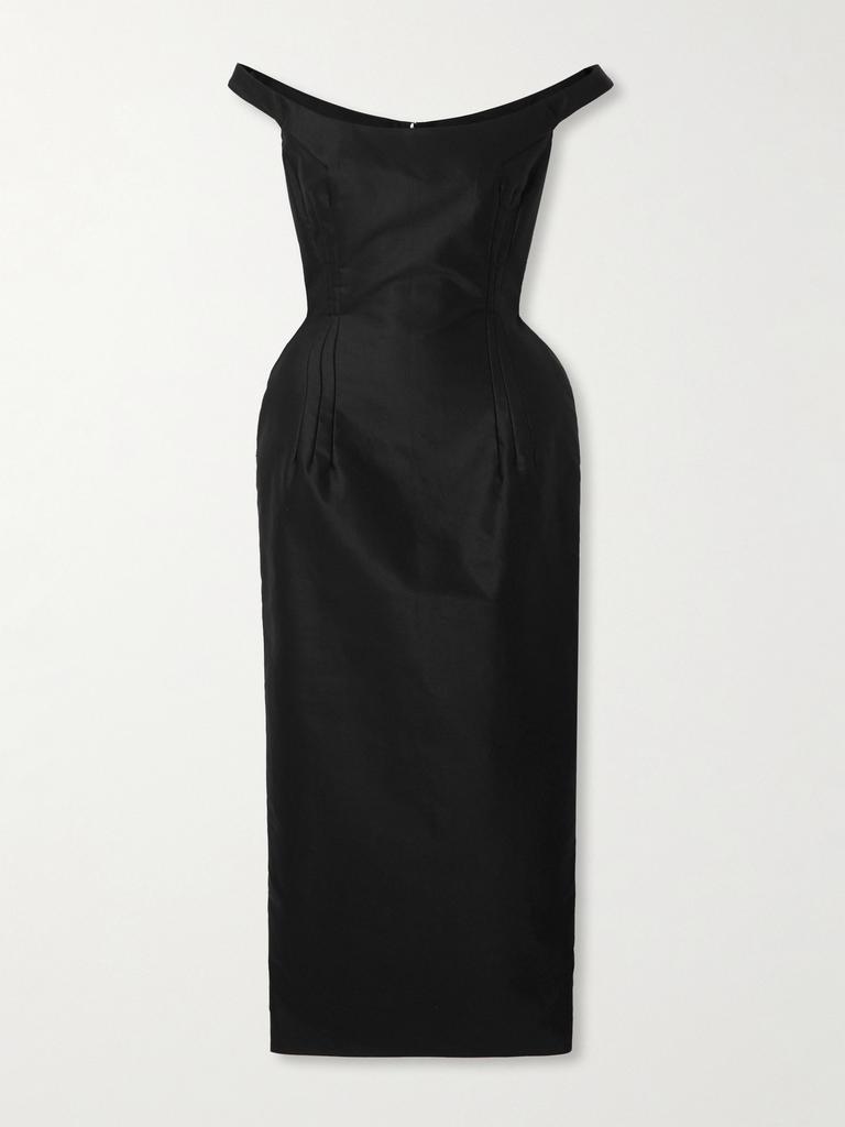 Magda Butrym 露肩棉缎中长连衣裙