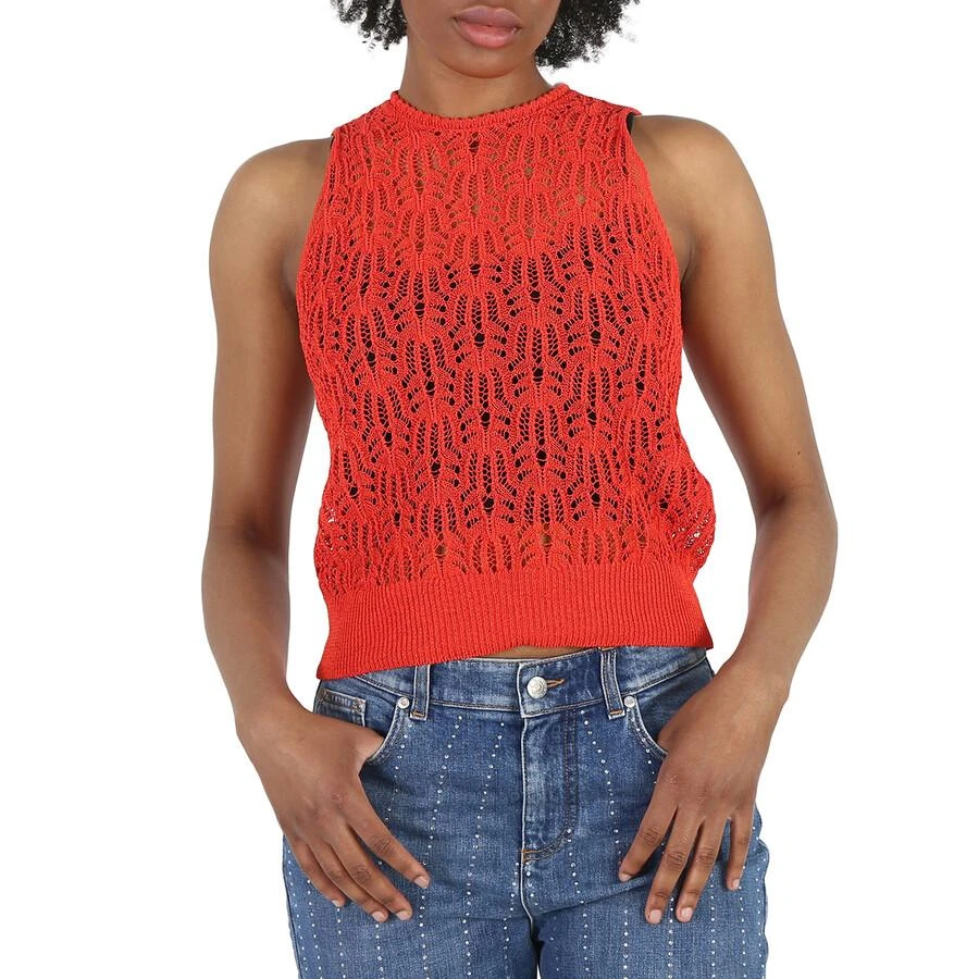 Stella McCartney Ladies Bright Red Pointelle Stitch Top 1