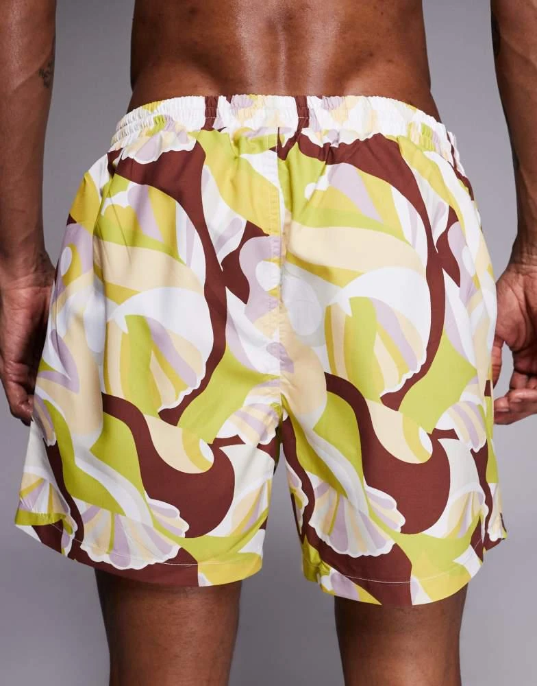 South Beach South Beach retro geo print swimshort in brown 4