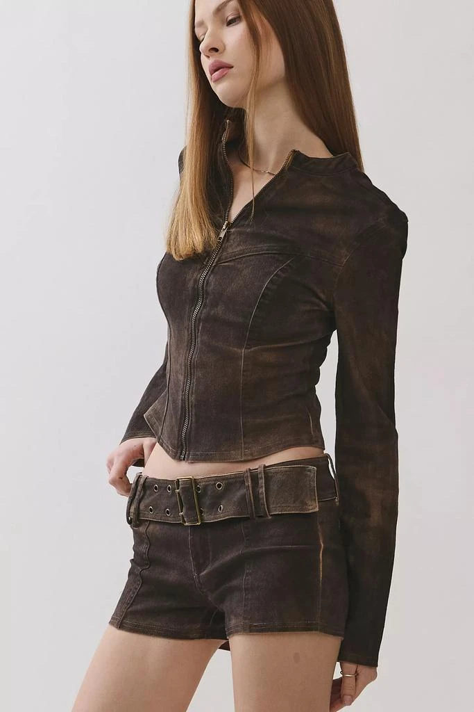 Personal Code Personal Code Mars Dark Wash Zip-Up Long Sleeve Top 3