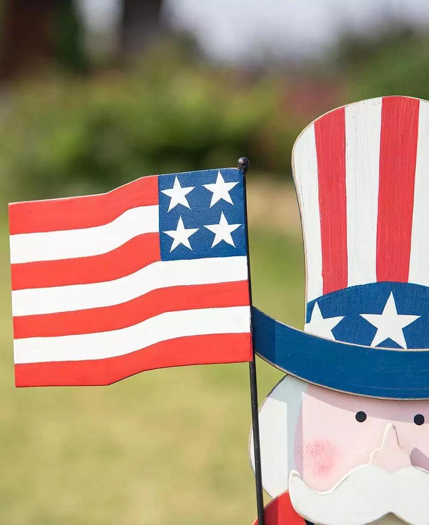 Glitzhome Wooden Patriotic Uncle Sam Yard Stake or Wall Decor or Porch Decor Kd, Three Function, 36" 6