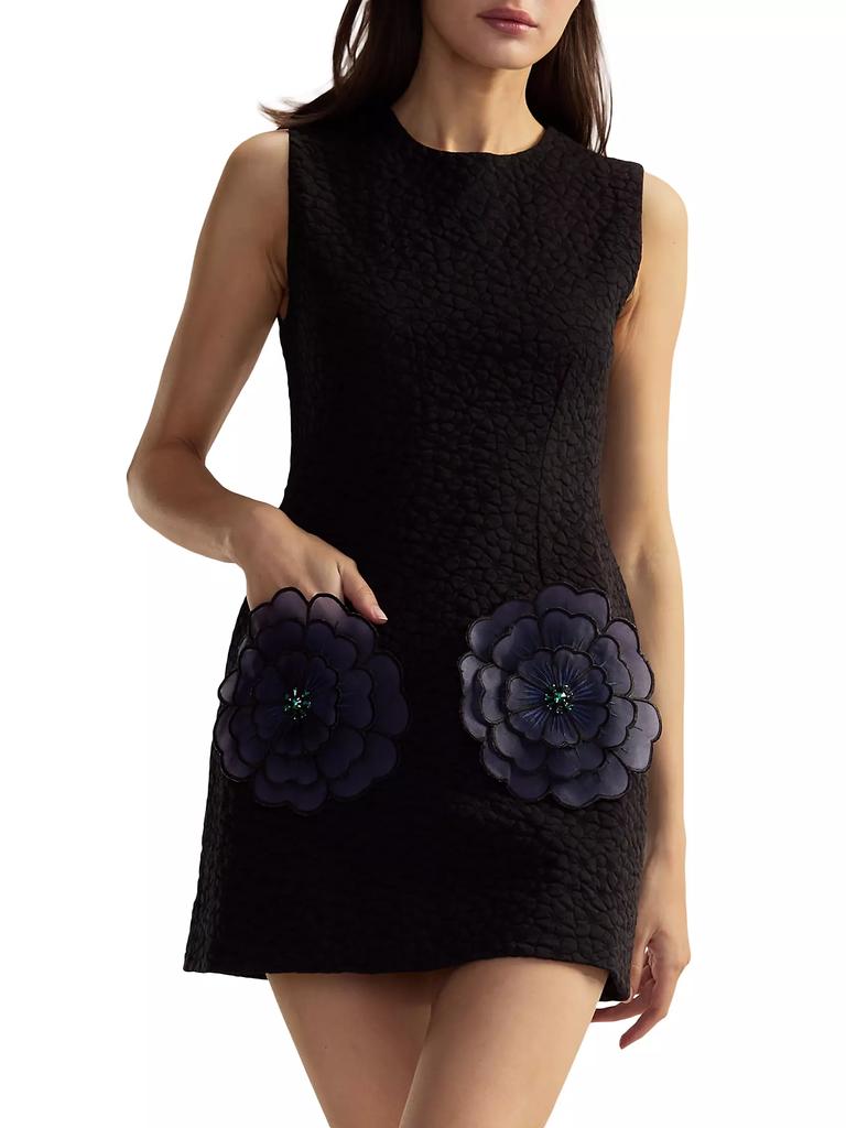 Cynthia Rowley Jacquard 3D Flower Pocket A-Line Minidress