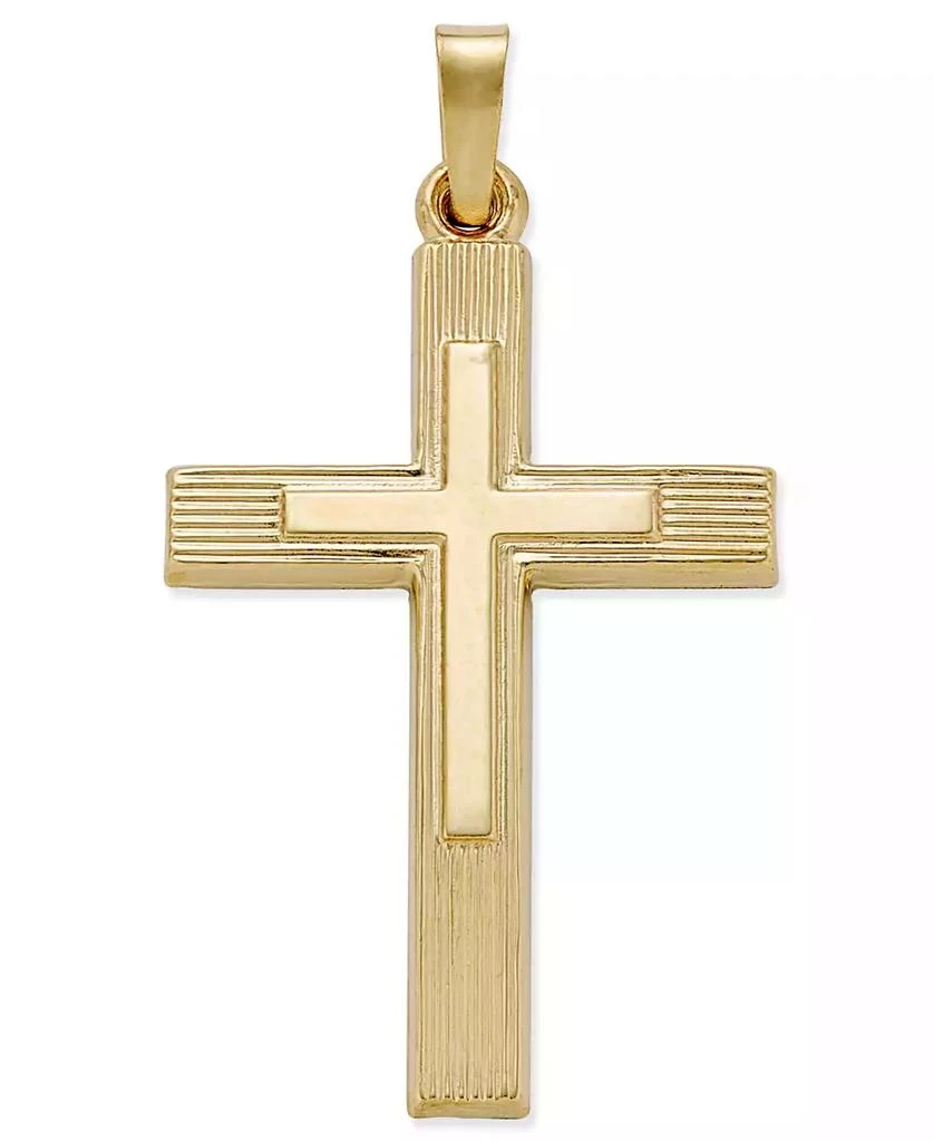 Macy
s Two Tone Cross Charm Pendant in 14k Yellow and White Gold