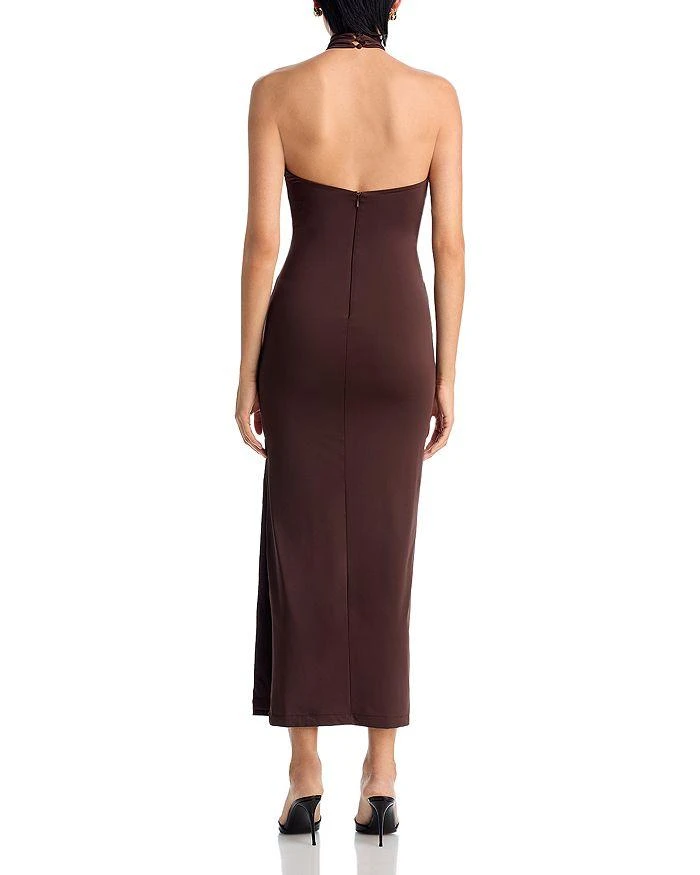 knee length dresses for ladies Black Split Front Shoulder Pad Maxi Dress | Dresses