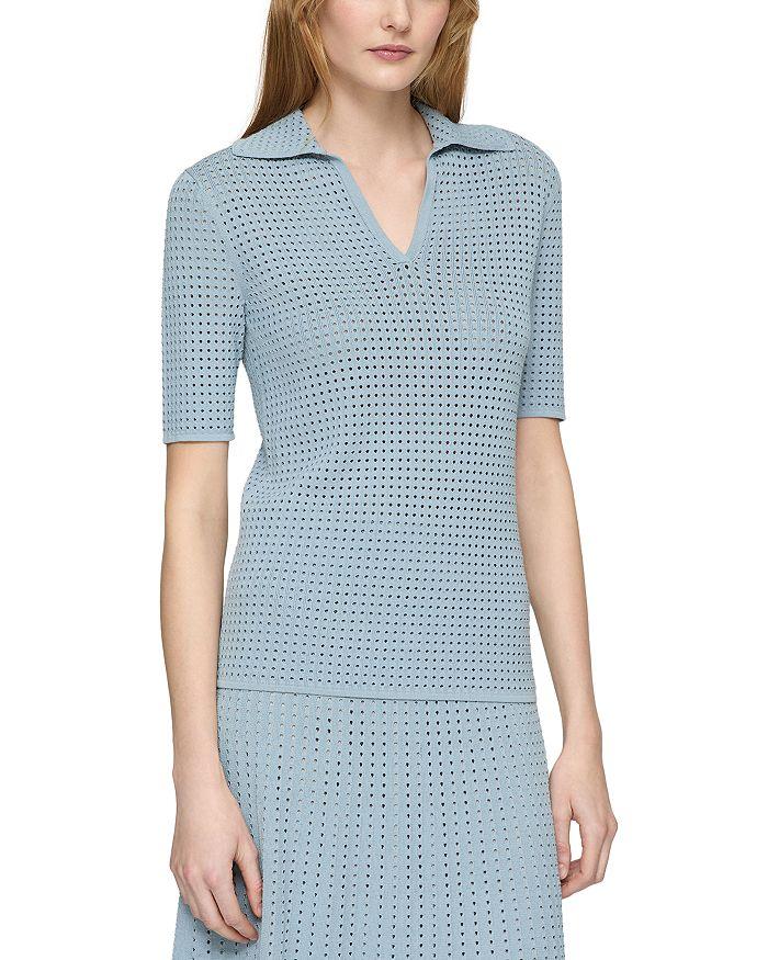 Lafayette 148 New York Pointelle Stitch Polo Shirt