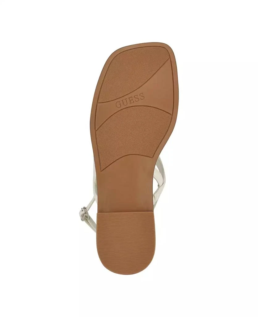 GUESS Women's Rainey Logo Sqaure Toe T-Strap Flat Sandals 5