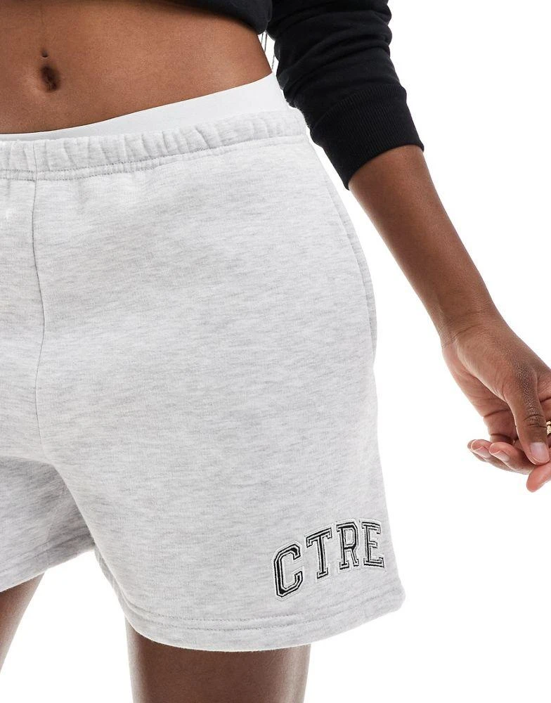 The Couture Club The Couture Club CTRE varsity shorts in grey marl 3