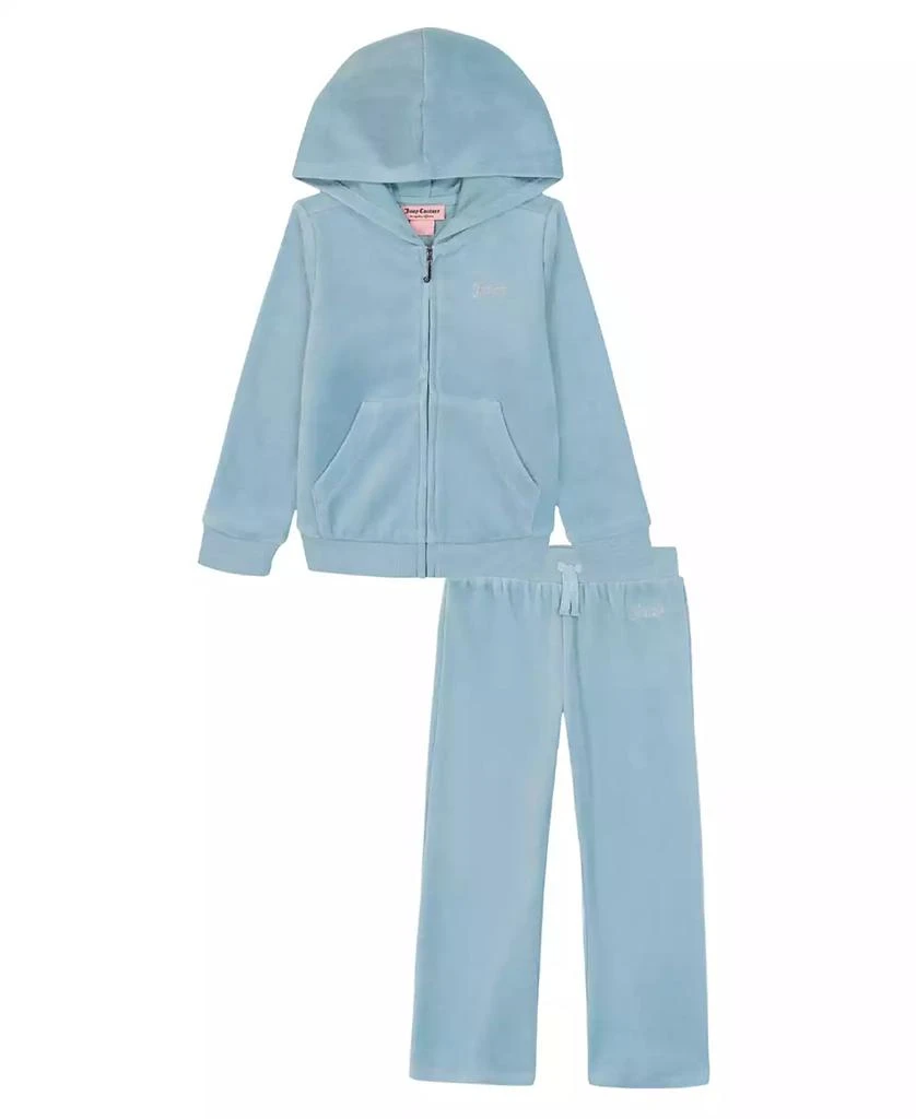 Juicy Couture Girls 4-6X Velour Full Zip Hoodie and Jogger Pants, 2-Piece Set