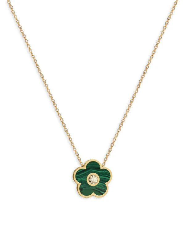 Gabi Rielle 14K Gold Vermeil, Mother Of Pearl & Cubic Zirconia Flower Pendant Necklace/18" 1