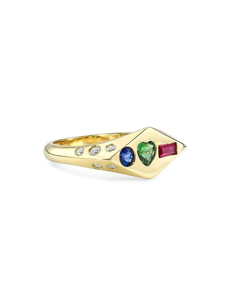 Mazahri The Poets Zan 2.0 18K Yellow Gold & Multi-Gemstone Signet Ring