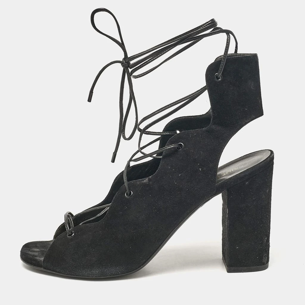 Yves Saint Laurent Saint Laurent Black Suede Ankle Wrap Sandals Size 40 1