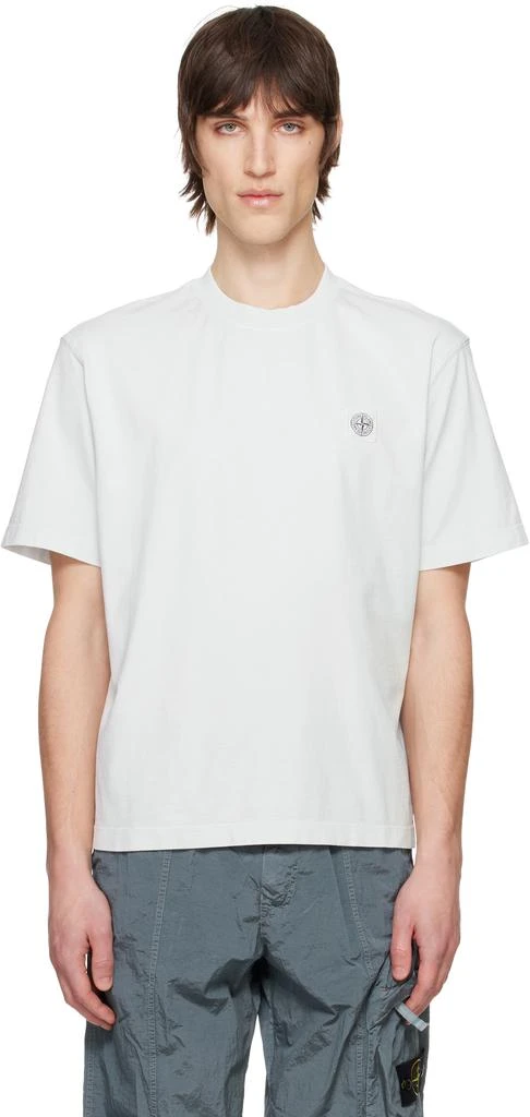 Stone Island Blue Combed Organic Cotton Jersey T-shirt 1