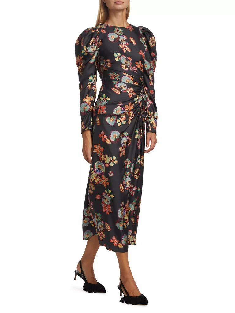 Ulla Johnson Amalie Gathered Floral Silk Midi-Dress 4