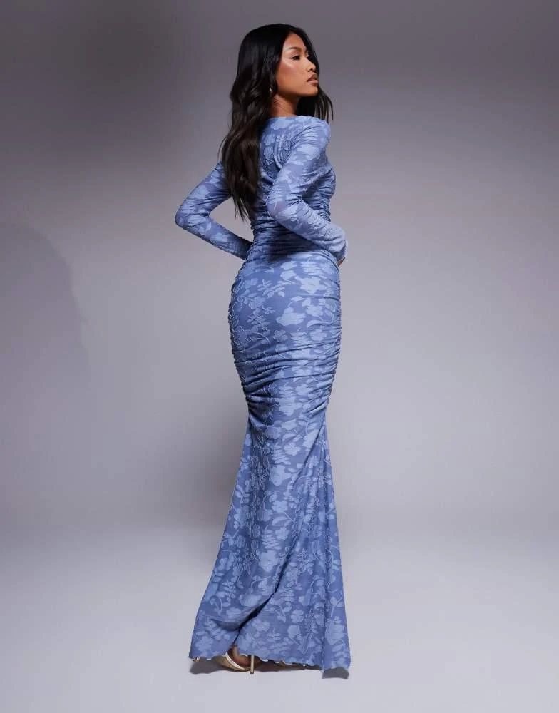 plaid print long sleeve dress Wholesale MOQ6 Slit Plaid Tie Neck Long Sleeve Maxi Dress