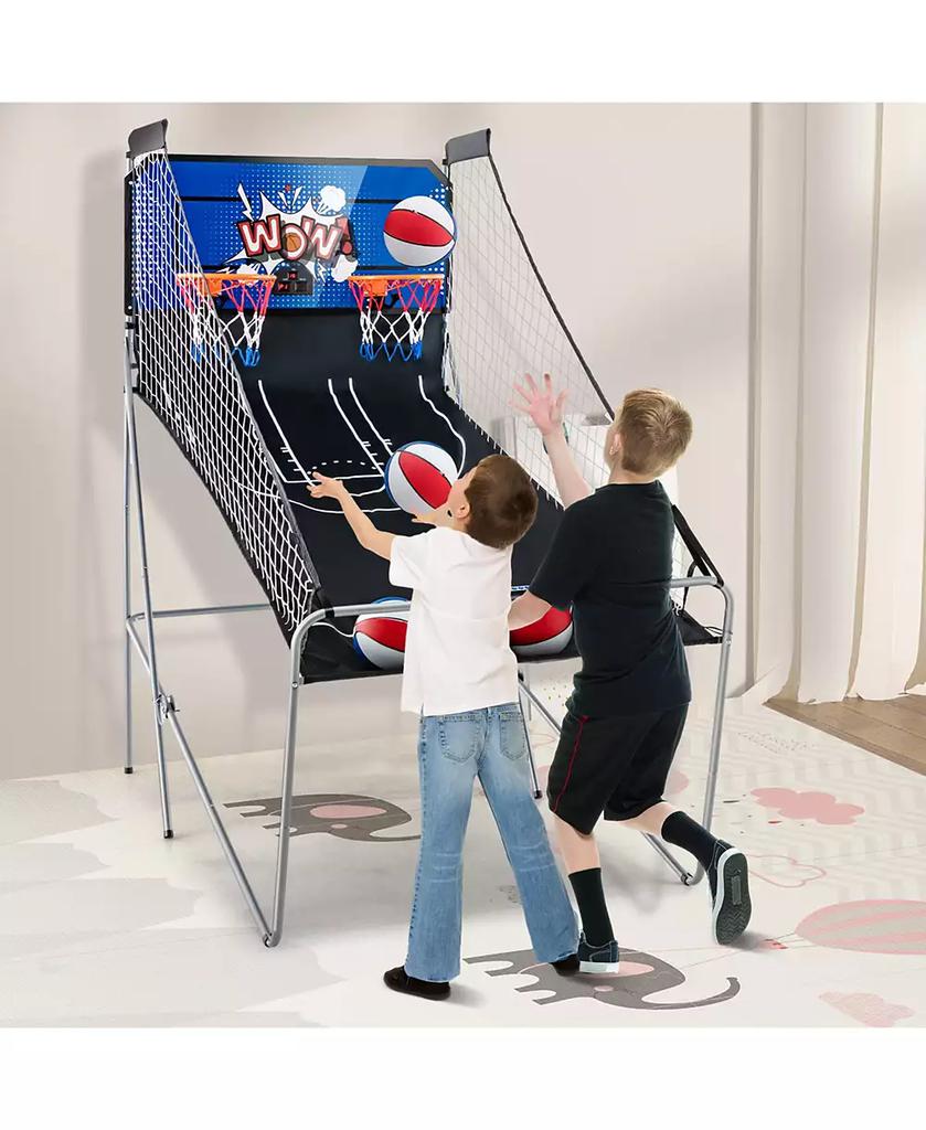 Costway Dual Shot Basketball Arcade Game with 8 Game Modes Arcade Sound Electronic Scoring
