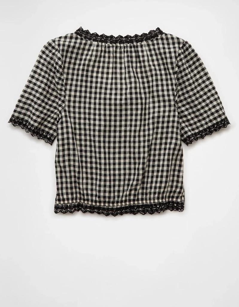 AE AE Short-Sleeve Gingham Button-Up Blouse 5