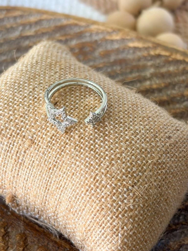 White Label White Label - Women
s Star Pave Silver Adjustable Ring 2
