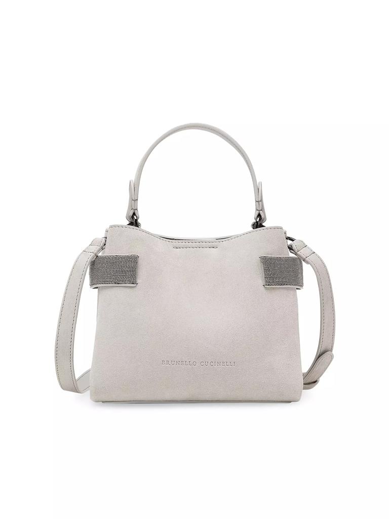 Brunello Cucinelli Suede Top Handle Bag with Precious Bands
