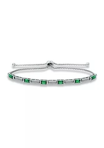 Belk 
Co. Co. Lab Created 1.57 Ct. Nano Emerald And Created White Sapphire Bolo Bracelet Sterling Silver