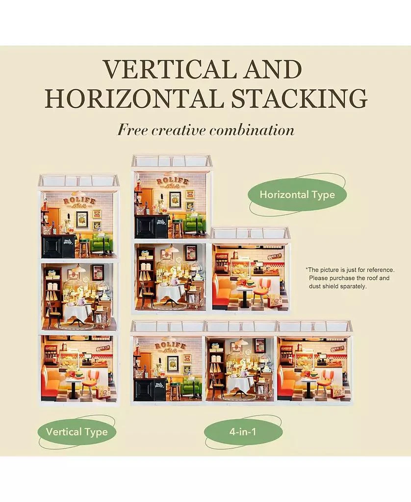 Robotime Miniature House Kit DIY Plastic House Building Toy Set with LED Tiny Store Making Kit Model Craft Hobby Unique Gift Sweet Sips Tea 6