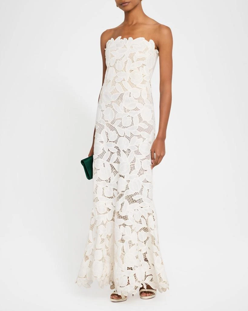 SIMKHAI Valletta Strapless Floral Lace Maxi Dress 4