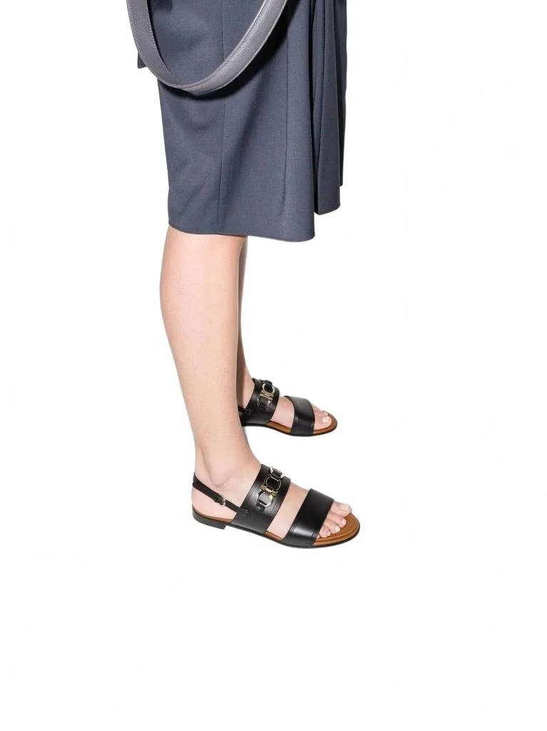 Salvatore Ferragamo Women
s Gancini-Plaque Leather Sandals In Black 4