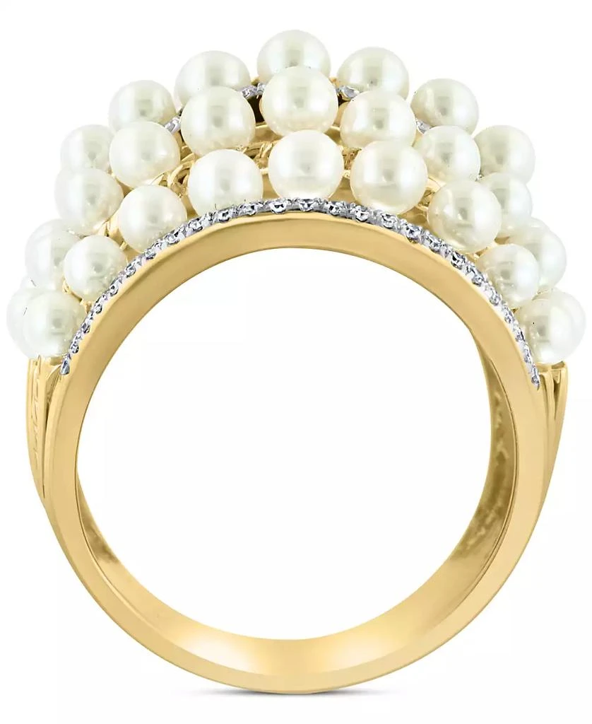 Effy EFFY® Cultured Freshwater Pearl (4mm) 
Diamond (3/8 ct. t.w.) Multirow Statement Ring in 14k Gold 5