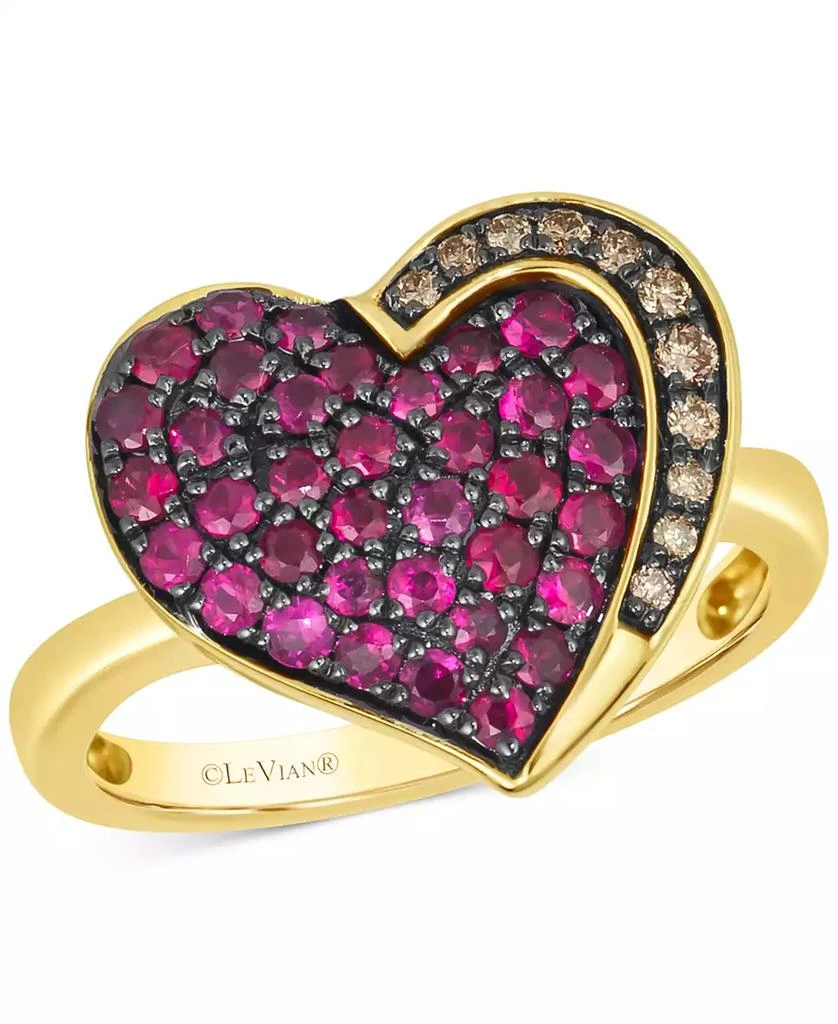 Le Vian GODIVA x Le Vian® Passion Ruby (3/4 ct. t.w.) & Chocolate Diamond (1/10 ct. t.w.) Heart Ring in 14k Gold 1