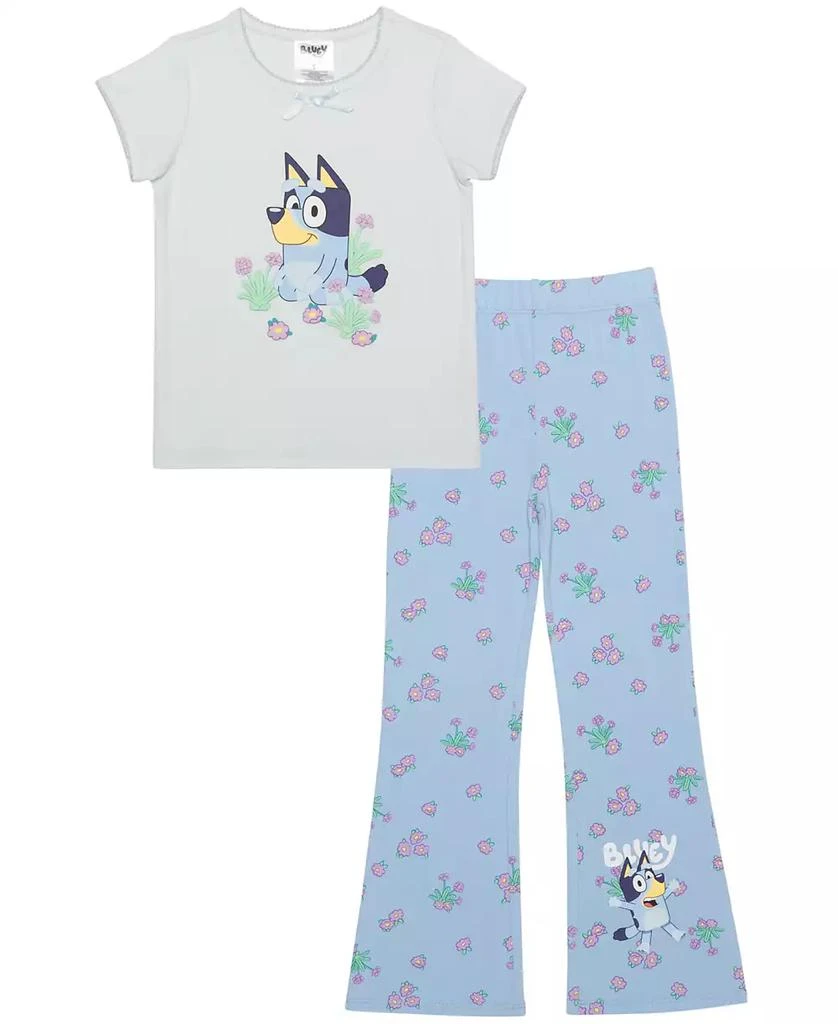 Bluey Toddler and Little Girls 2-Piece Short Sleeve Top and Legging Set 1