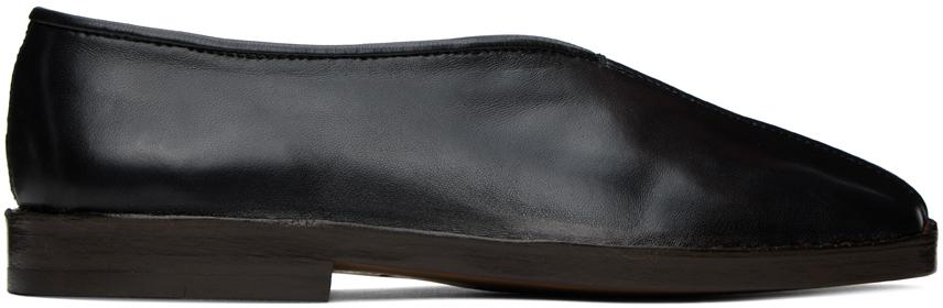 LEMAIRE Black Flat Piped Slippers