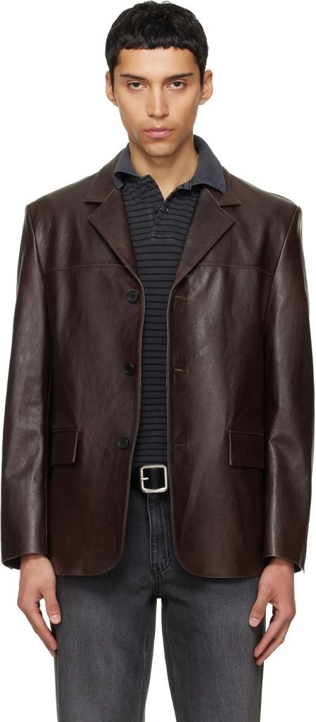 TONYWACK Brown Vegetable Lamb Leather Blazer