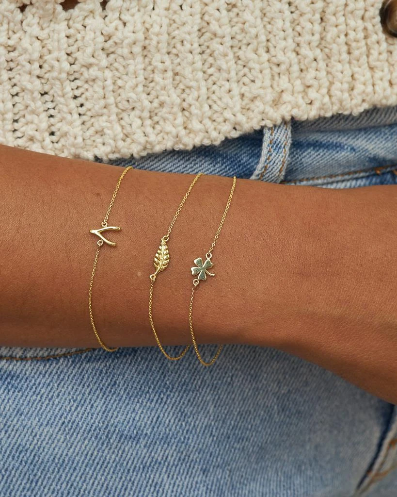 Jennifer Meyer 18k Gold Mini Wishbone Chain Bracelet on a 14k Chain 2