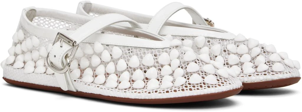 Alaïa White Studs Fishnet Ballerina Flats 4