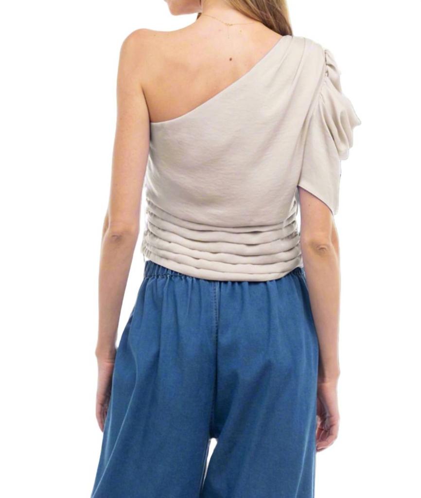 Naked Zebra Sheri Shirred One Shoulder Top