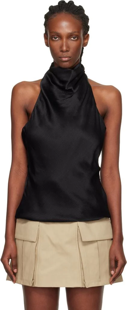 Balmain Black Backless Silk Blouse 1